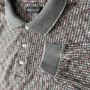 Vira‎ Club Men L Shirt Brown Long Sleeve Polo 100% Italian Cotton